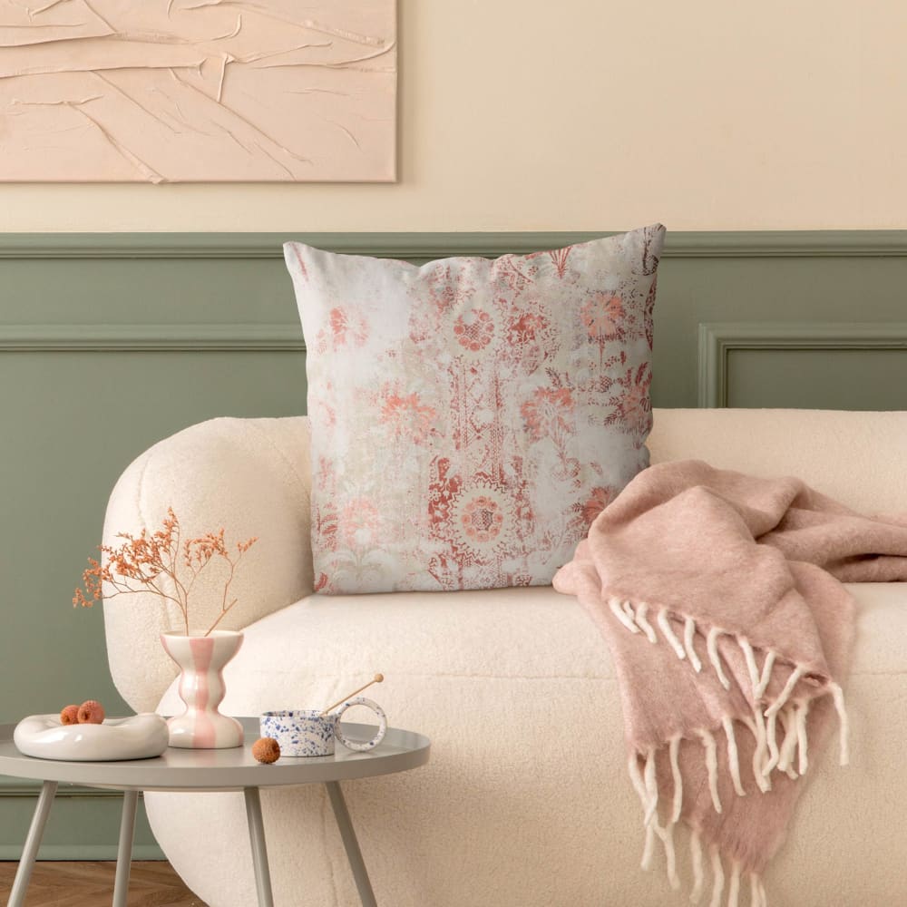 Dekokissen Antike Shabby Barocktapete II aus Polyester, rot 50 x