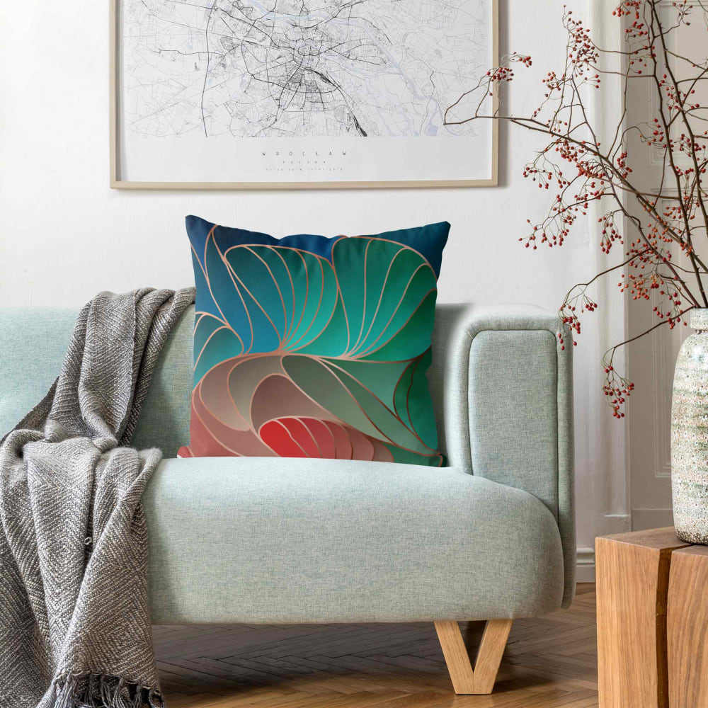 Dekokissen Farbenfrohes Art Deco aus Polyester, grün 40 x 40 cm -
