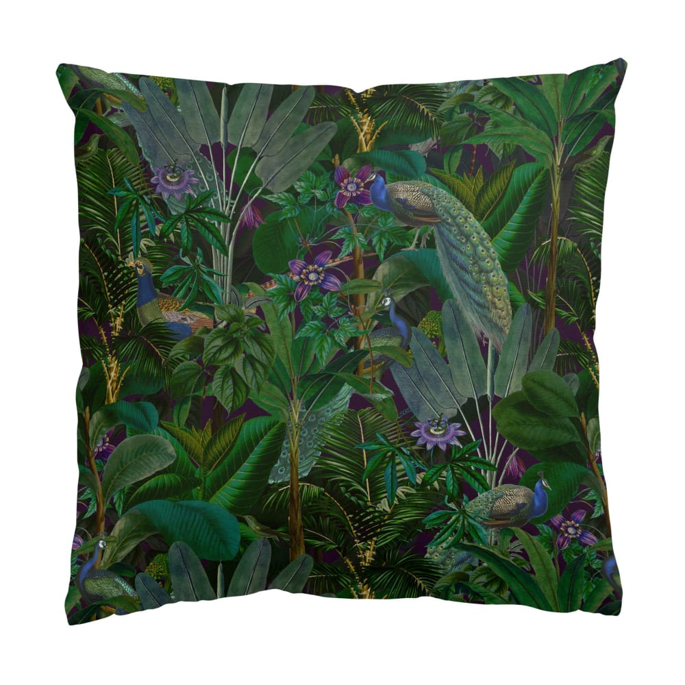 micasia Dekokissen Dschungelblätter mit Pfauen aus Polyester, grün 50 x 50 cm style exotic Öko-Tex Zertifikat - Samt