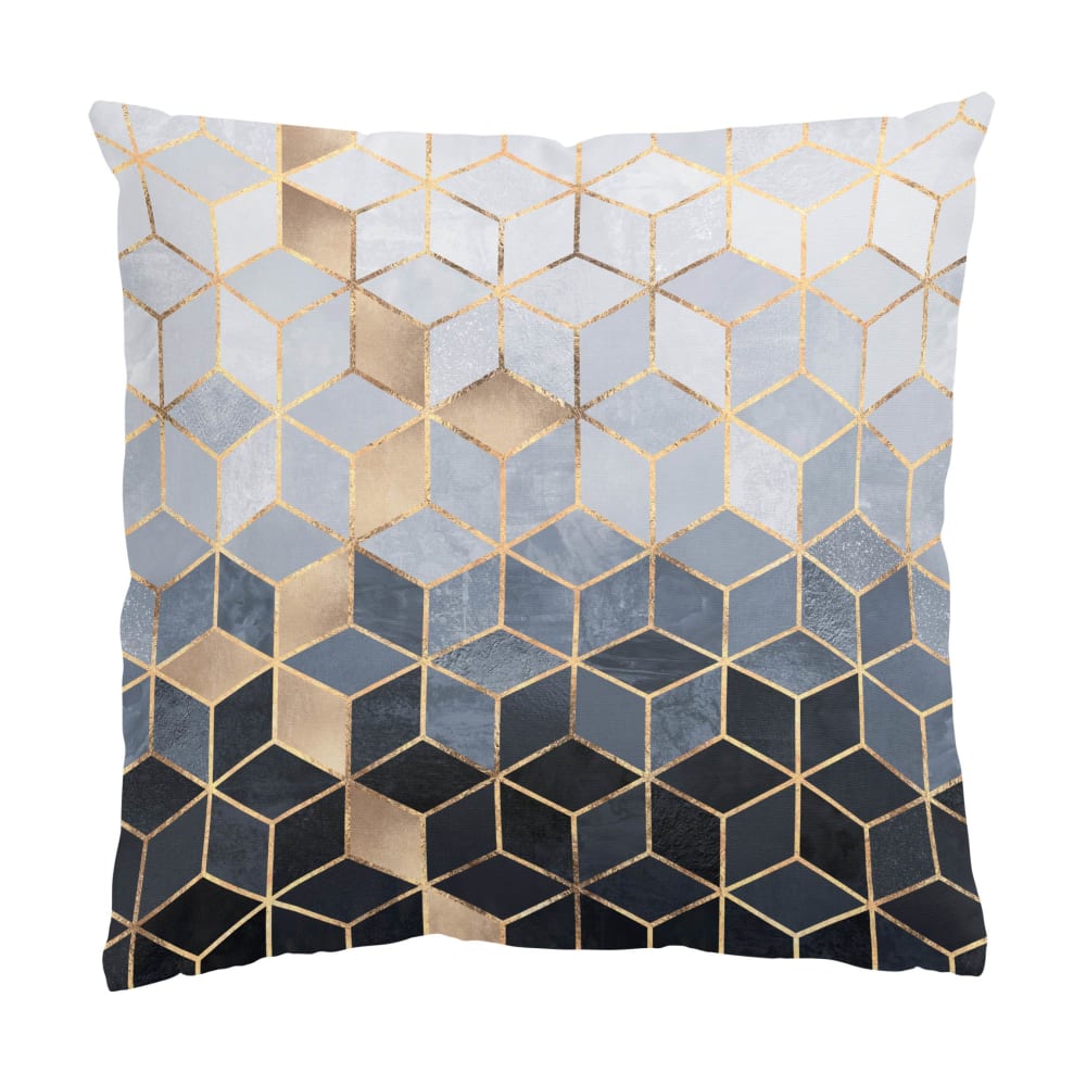 micasia Dekokissen Blau Weiß goldene Geometrie aus Polyester, gold 50 x 50 cm style modern Öko-Tex Zertifikat - Samt