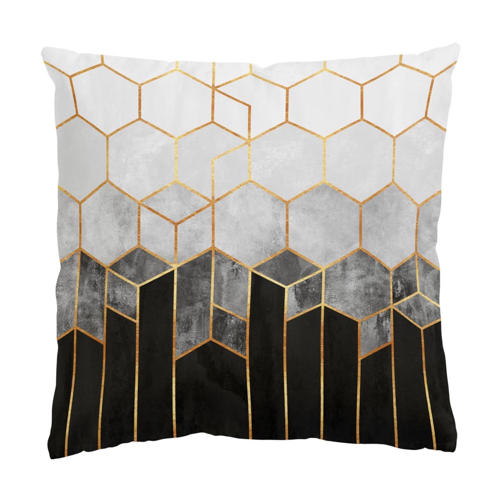 micasia Dekokissen Goldene Sechsecke aus Polyester, schwarz weiß 50 x 50 cm style modern Öko-Tex Zertifikat - Samt