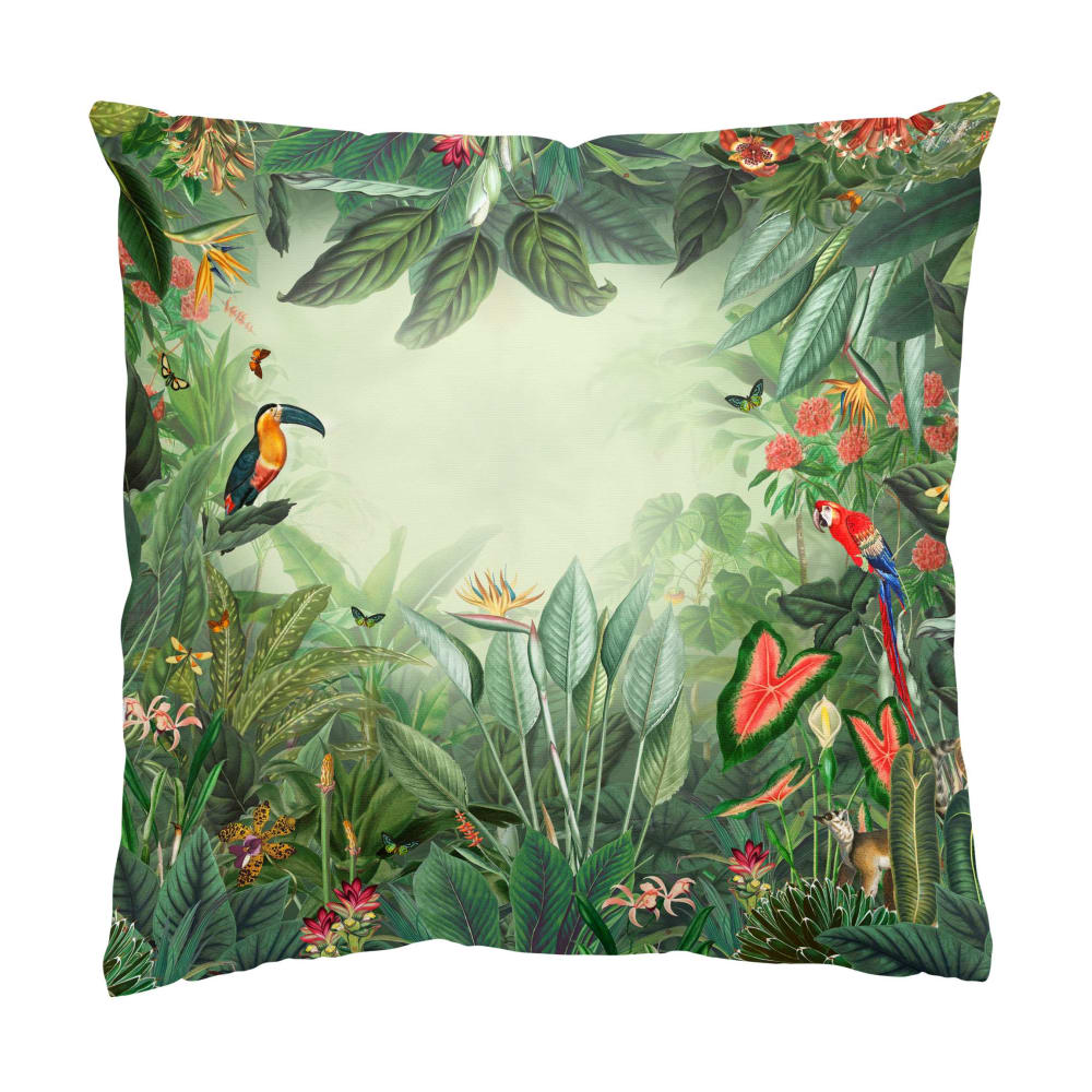 micasia Dekokissen Vintage Bunter Dschungel aus Polyester, bunt 50 x 50 cm style exotic Mehrfarbig Öko-Tex Zertifikat Stoff