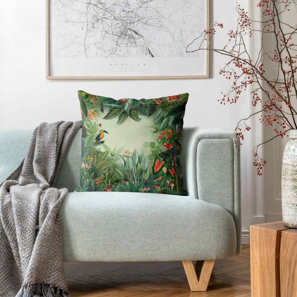 Dekokissen Vintage Bunter Dschungel aus Polyester, bunt 50 x 50