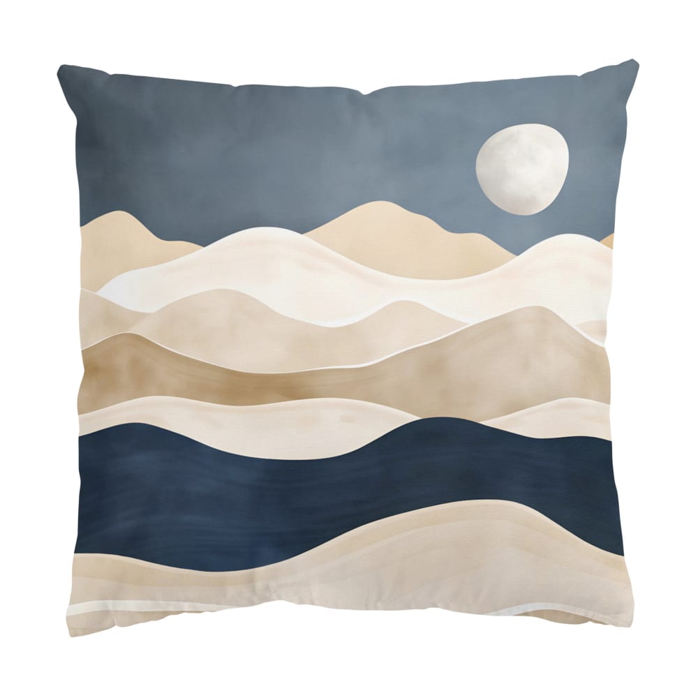 micasia Dekokissen Boho Landschaft aus Polyester, blau 50 x 50 cm style landhaus Öko-Tex Zertifikat - Samt