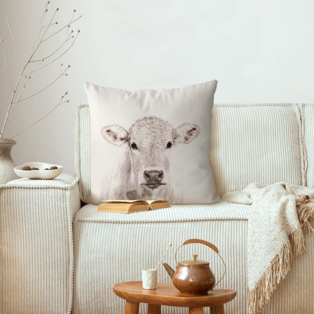 Dekokissen Weißes Kalb aus Polyester, grau 40 x 40 cm - Maisons