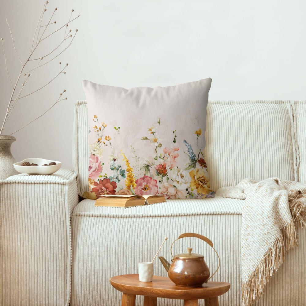 Dekokissen Rankende Blumen Vintage aus Polyester, pastell 40 x 40