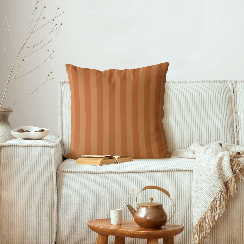 Dekokissen Apricot Streifen aus Polyester, orange 40 x 40 cm -