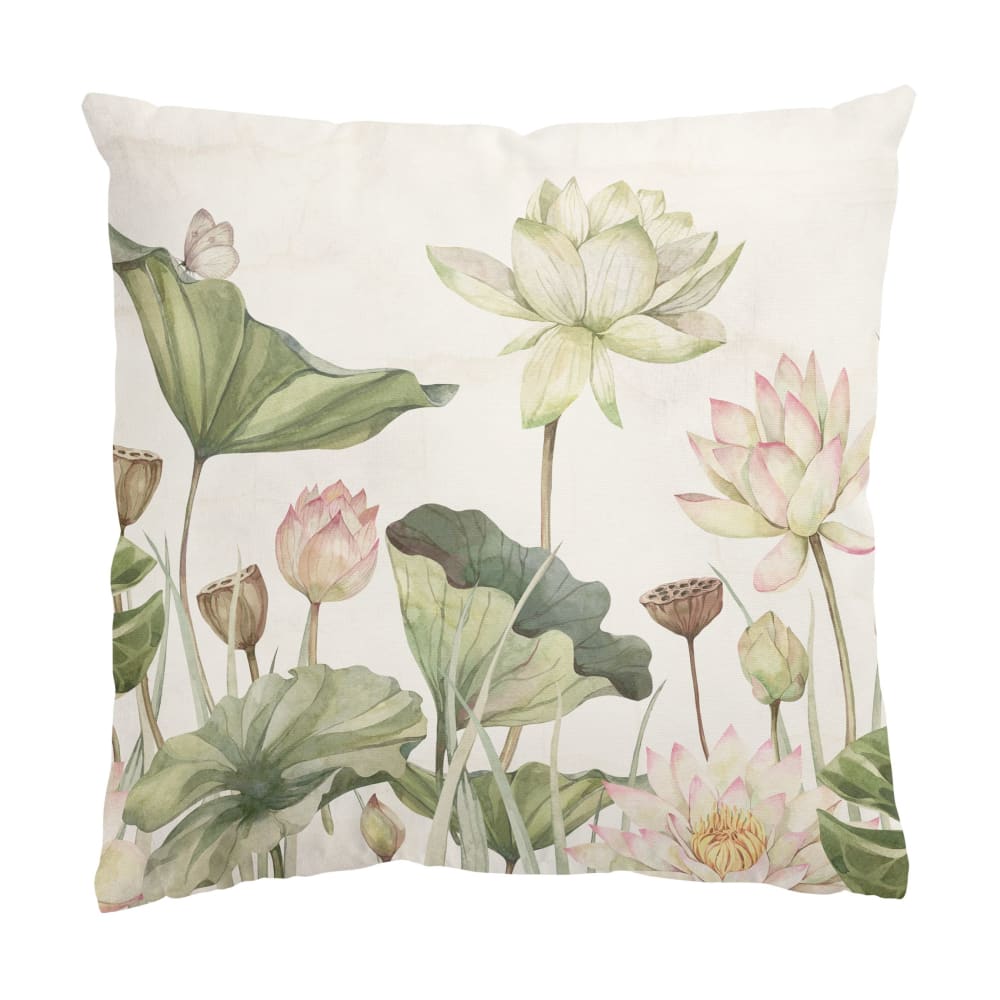 micasia Dekokissen Seerosen und sanfte Blätter aus Polyester, grün 50 x 50 cm style vintage Öko-Tex Zertifikat - Stoff