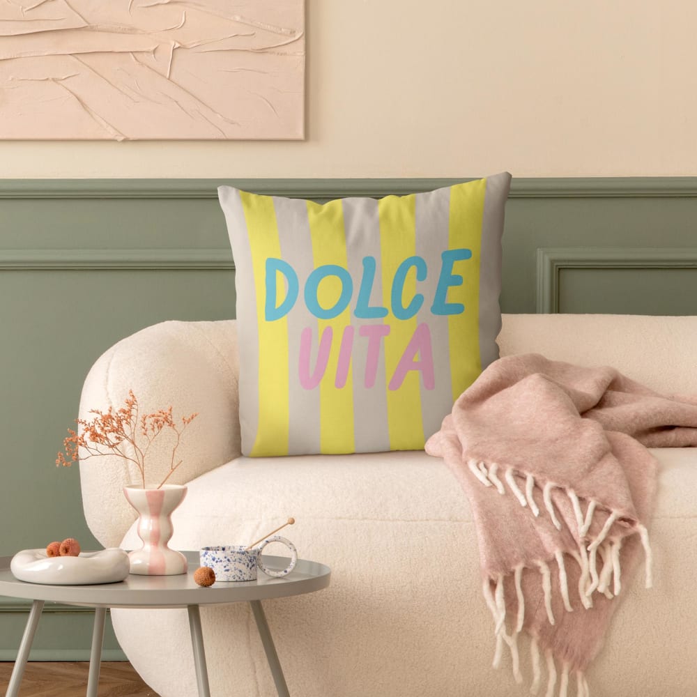 Dekokissen PopArt Sommer Dolce Vita aus Polyester, gelb 50 x 50