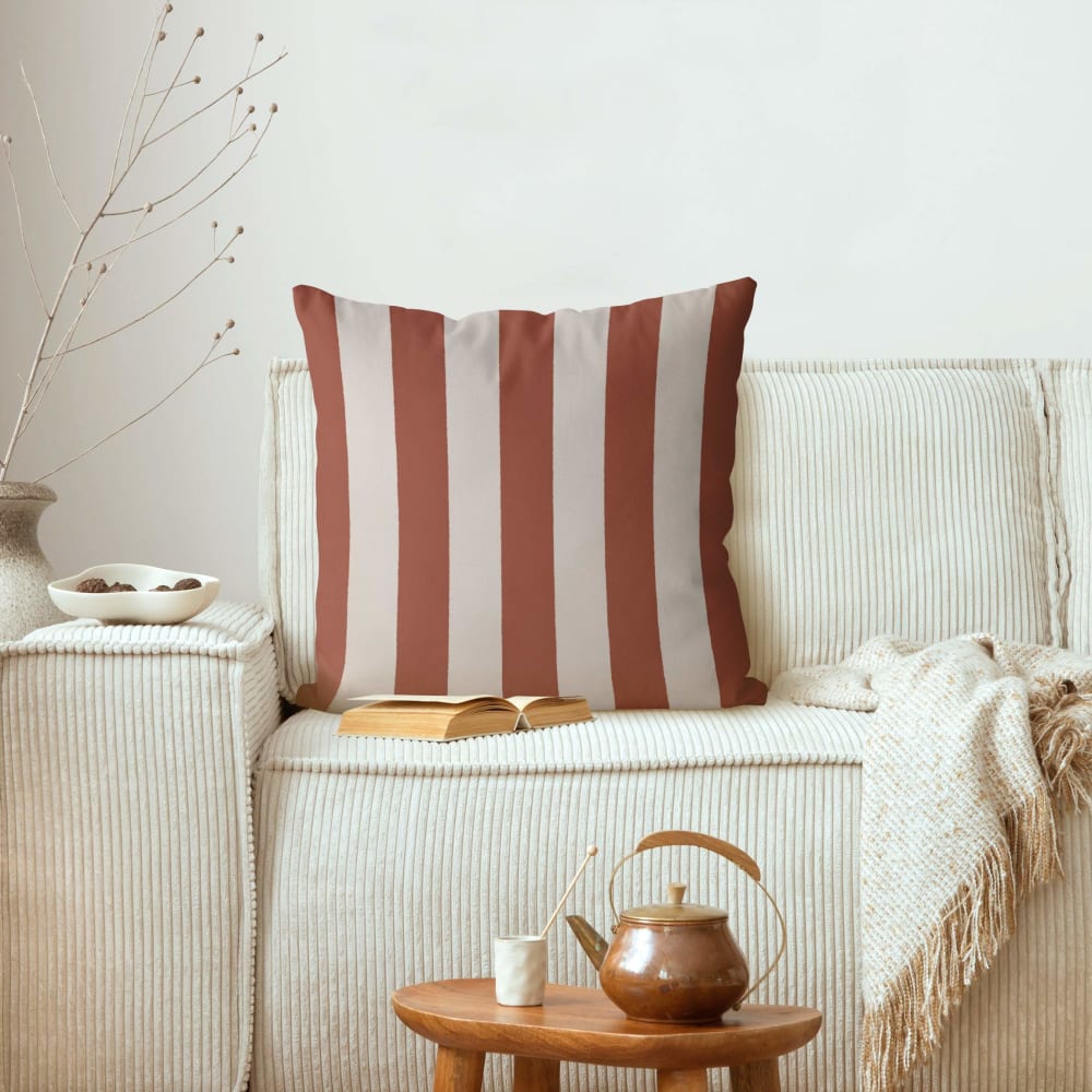 Dekokissen Terracotta Große Streifen aus Polyester, braun 50 x 50