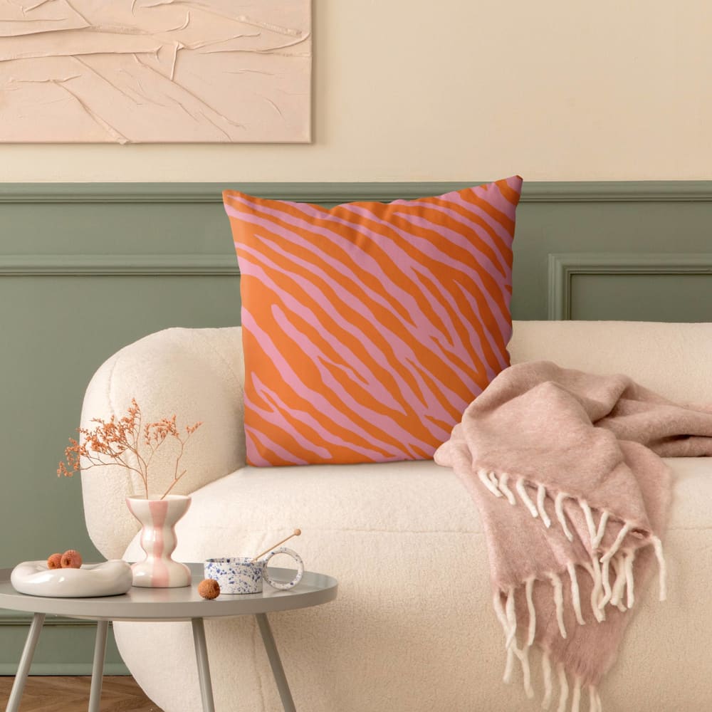 Dekokissen Retro Zebramuster aus Polyester, orange 40 x 40 cm -
