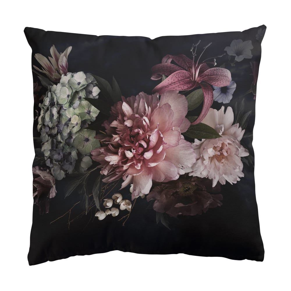 micasia Dekokissen Blumen mit Nebel aus Polyester, schwarz 40 x 40 cm style classic chic Öko-Tex Zertifikat - Samt