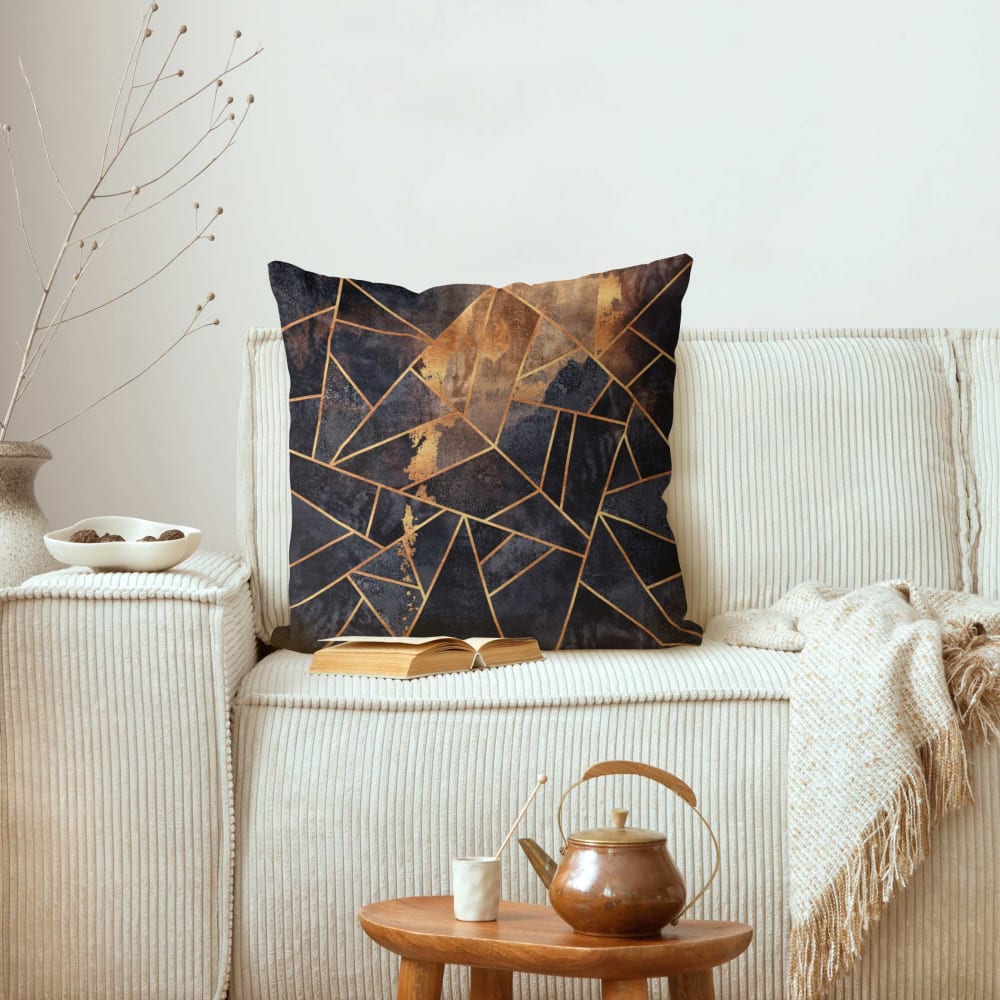 Dekokissen Onyx mit Gold aus Polyester, schwarz 50 x 50 cm -