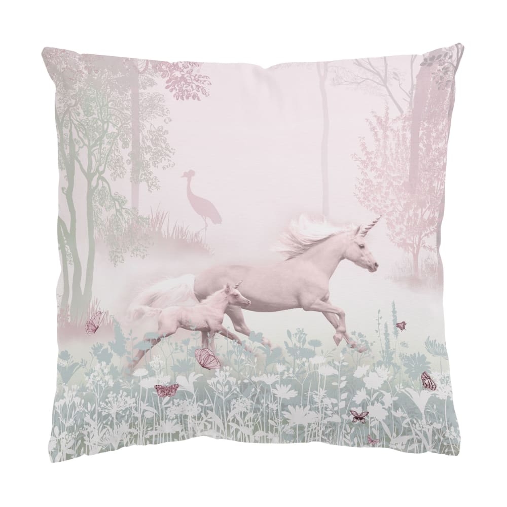micasia Dekokissen Einhorn auf Blumenwiese aus Polyester, rosa 40 x 40 cm style exotic Öko-Tex Zertifikat - Samt