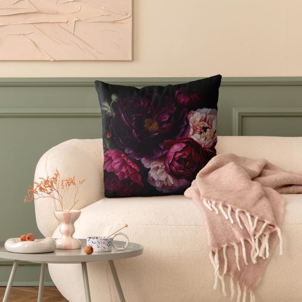 Dekokissen Dunkle purpurne Blüten aus Polyester, violett 40 x 40