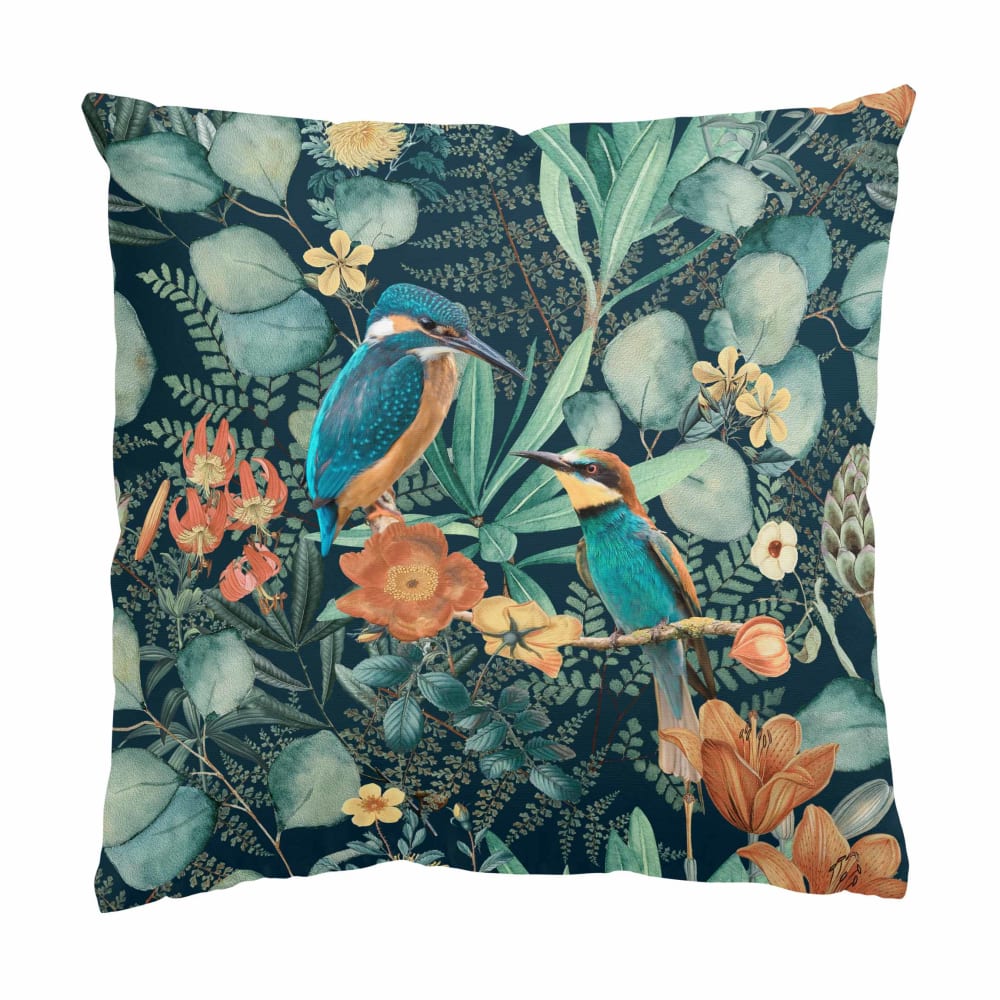 micasia Dekokissen Eisvogel und Kolibri aus Polyester, grün 50 x 50 cm style exotic Öko-Tex Zertifikat - Stoff