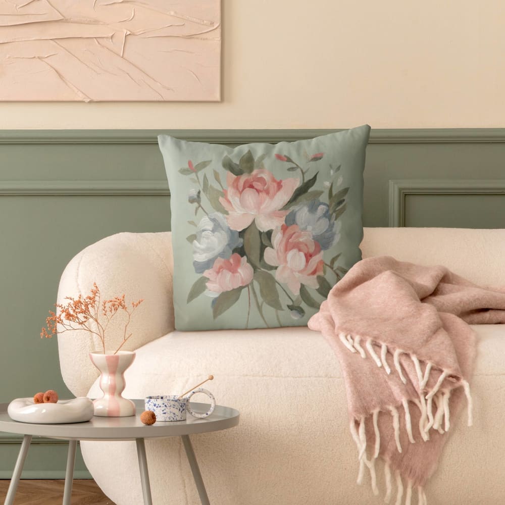 Dekokissen Bouquet in Pastell I aus Polyester, rosa 50 x 50 cm -