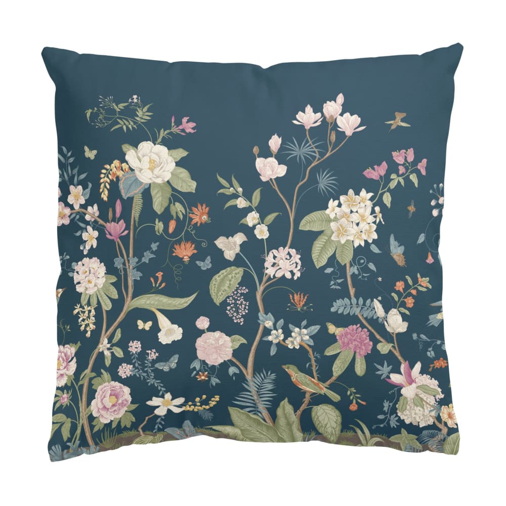 micasia Dekokissen Blumen Chinoiserie aus Polyester, blau 50 x 50 cm style classic chic Öko-Tex Zertifikat - Samt