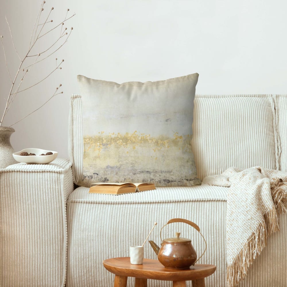 Dekokissen Goldene Farbfelder II aus Polyester, weiß 40 x 40 cm -