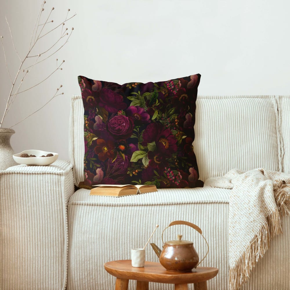 Dekokissen Lila Blüten Dunkel aus Polyester, violett 50 x 50 cm -