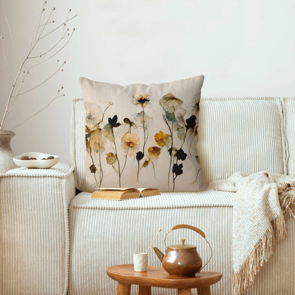 Dekokissen Warme Blüten aus Polyester, beige 50 x 50 cm - Maisons