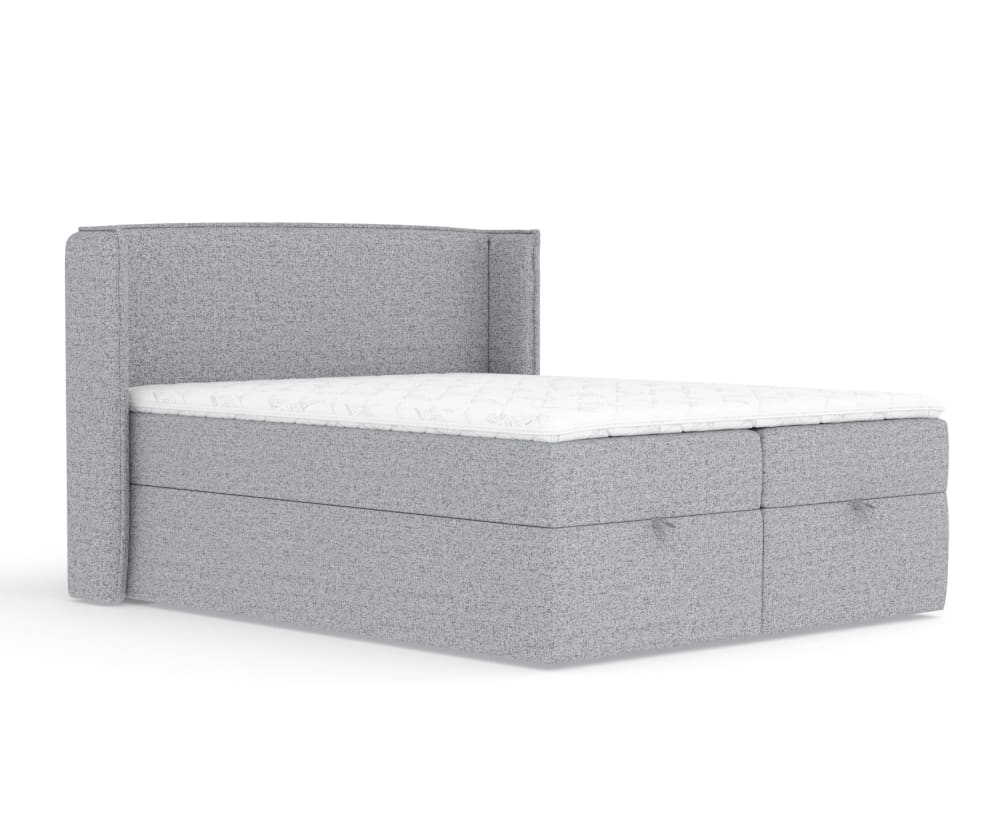 Maison de Reve Boxspringbett 200x200 mit Bettkasten und Matratze, Webstoff Grau style modern Grau