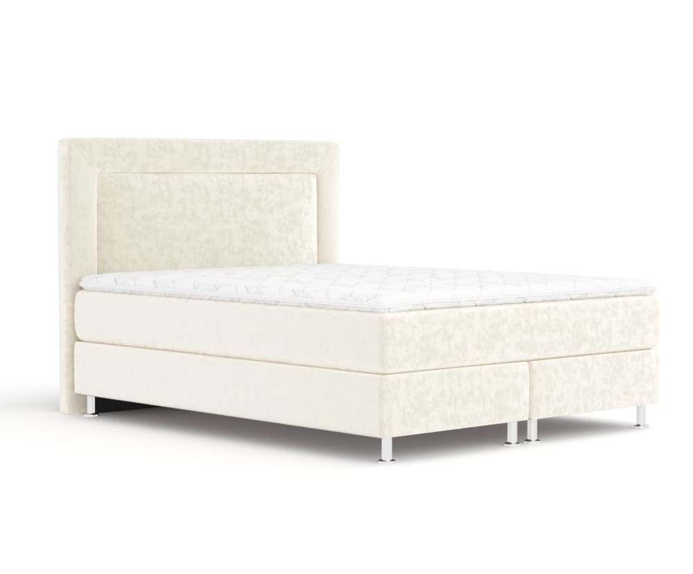 Maison de Reve Boxspringbett 160x200 mit Matratze, Samtstoff Creme style modern Beige