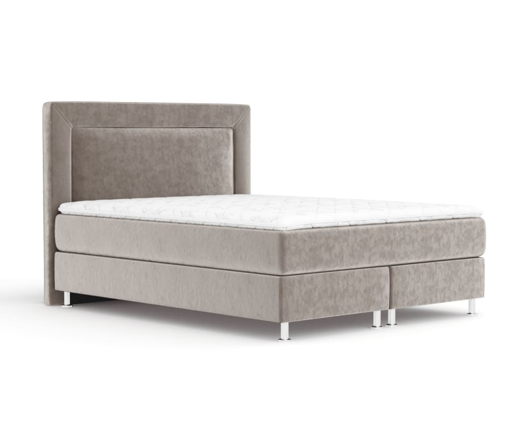 Maison de Reve Boxspringbett 160x200 mit Matratze, Samtstoff Taupe style modern Taupe