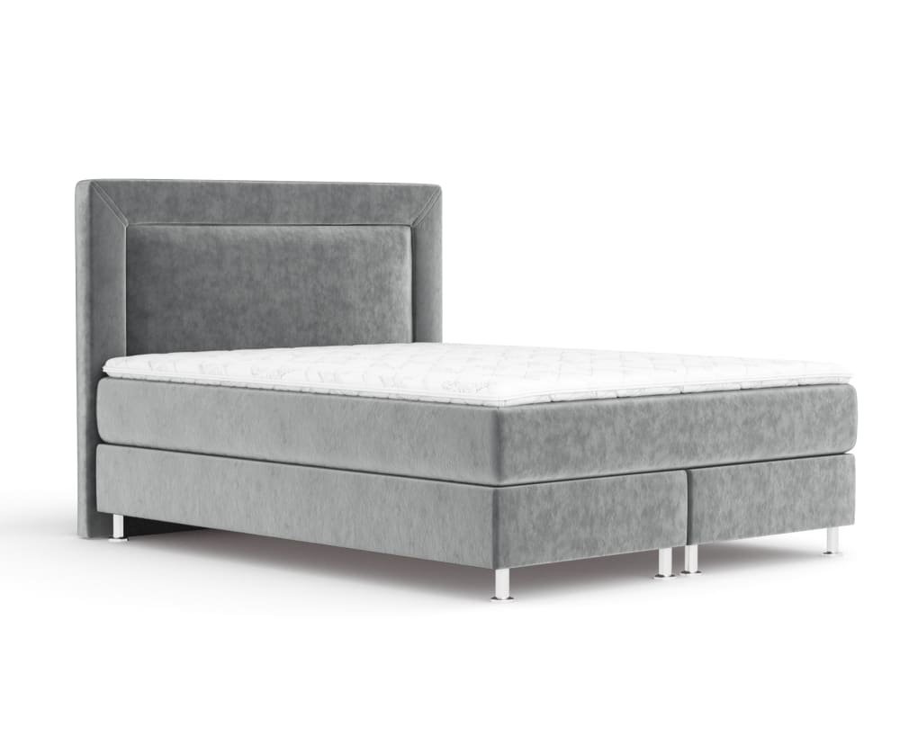 Maison de Reve Boxspringbett 180x200 mit Matratze, Samtstoff Grau style modern Grau