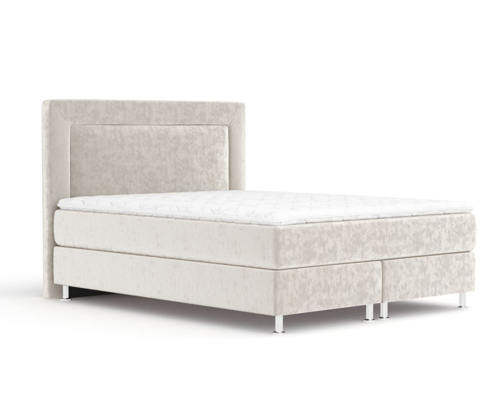 Maison de Reve Boxspringbett 140x200 mit Matratze, Samtstoff Hellbeige style modern - -