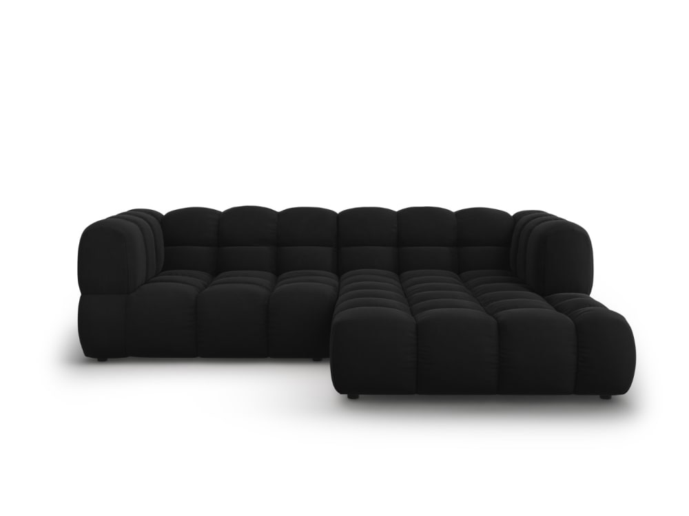 Canapé d'angle droit modulable 3 places en velours noir Canapé d'angle droit modulable 3 places en velours noir