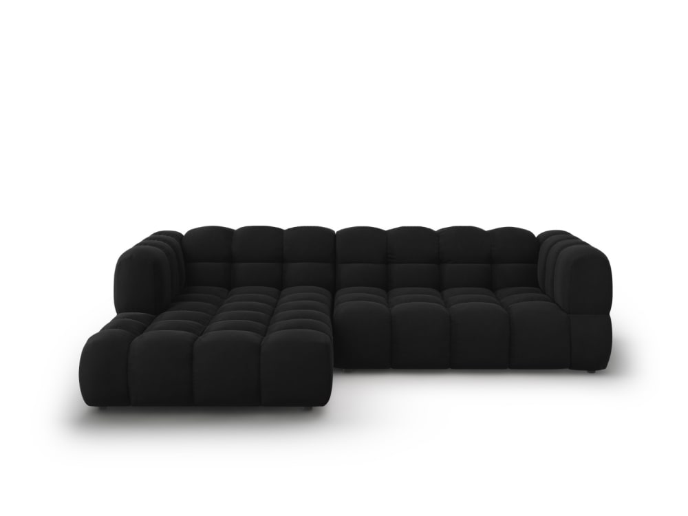 Canapé d'angle gauche modulable 4 places en velours noir Canapé d'angle gauche modulable 4 places en velours noir