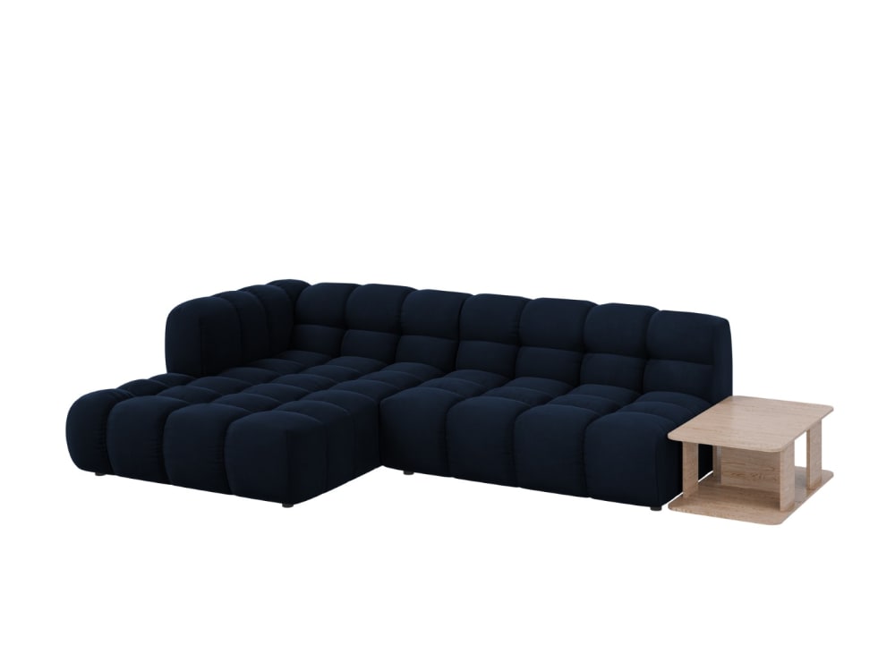 Canapé d'angle gauche modulable 4 places en velours bleu roi