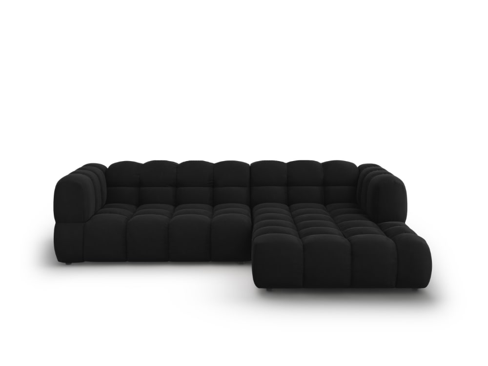 Canapé d'angle droit modulable 4 places en velours noir Canapé d'angle droit modulable 4 places en velours noir