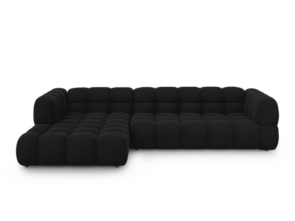 Canapé d'angle gauche modulable 4 places en velours noir Canapé d'angle gauche modulable 4 places en velours noir
