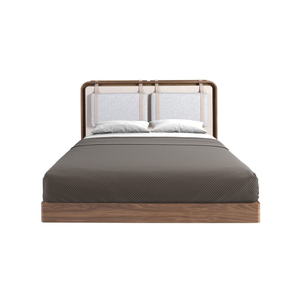 Lit en tissu coloris beige et gris
