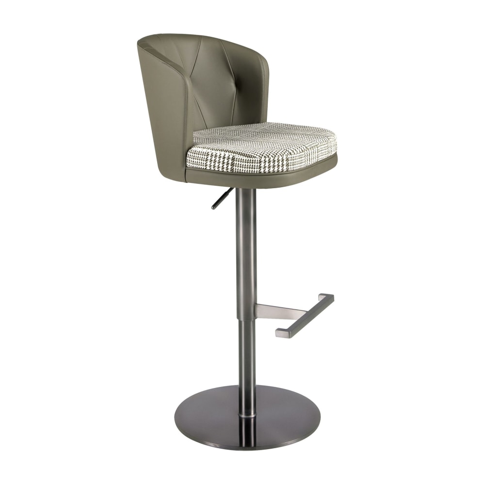 Tabouret pivotant en tissu vert foncé et blanc Tabouret pivotant en tissu vert foncé et blanc