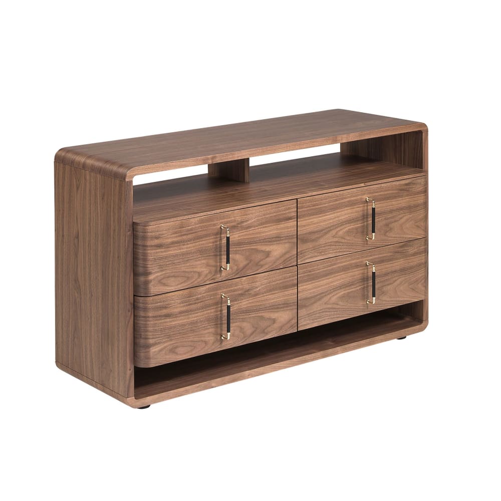 Commode en noyer et PVC noir