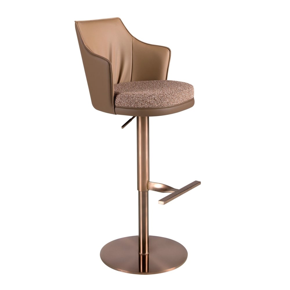 Angel Cerda Taburete giratorio tela marrón jaspeada y polipiel marrón style modern Braun Stoff