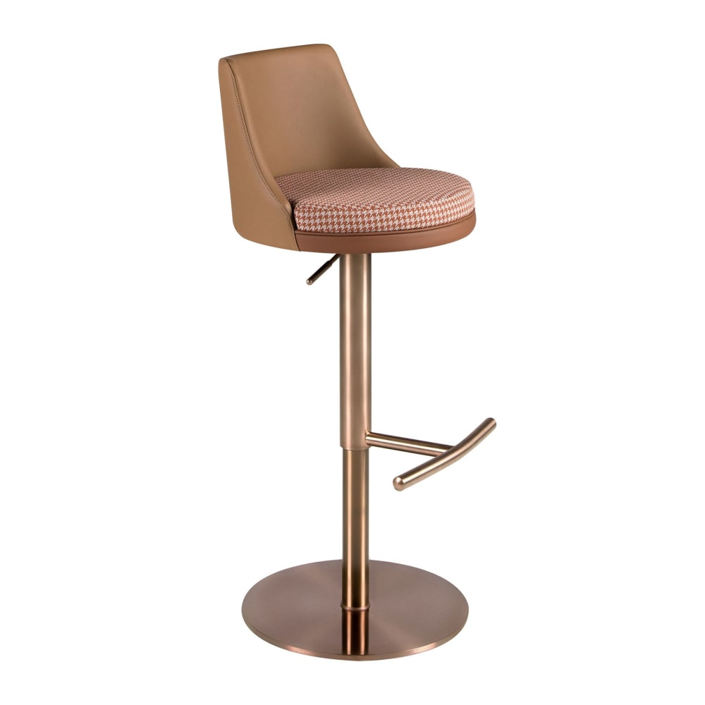 Tabouret pivotant en tissu marron terracotta et beige Tabouret pivotant en tissu marron terracotta et beige