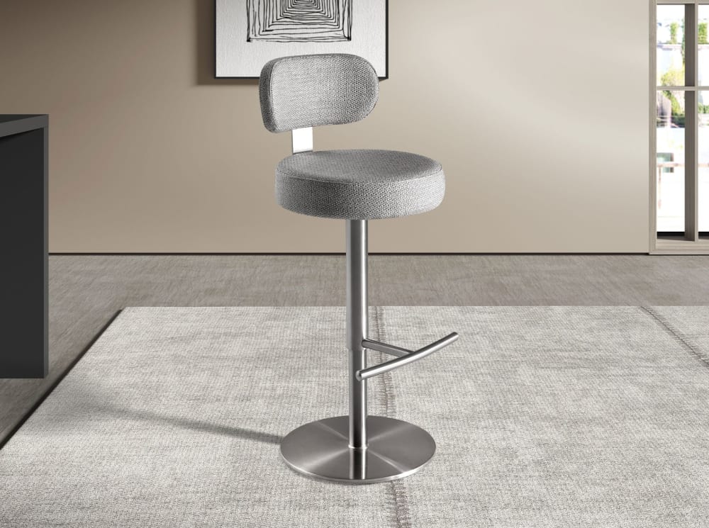 Drehbarer Hocker aus hellgrau meliertem Stoff - Maisons Du Monde