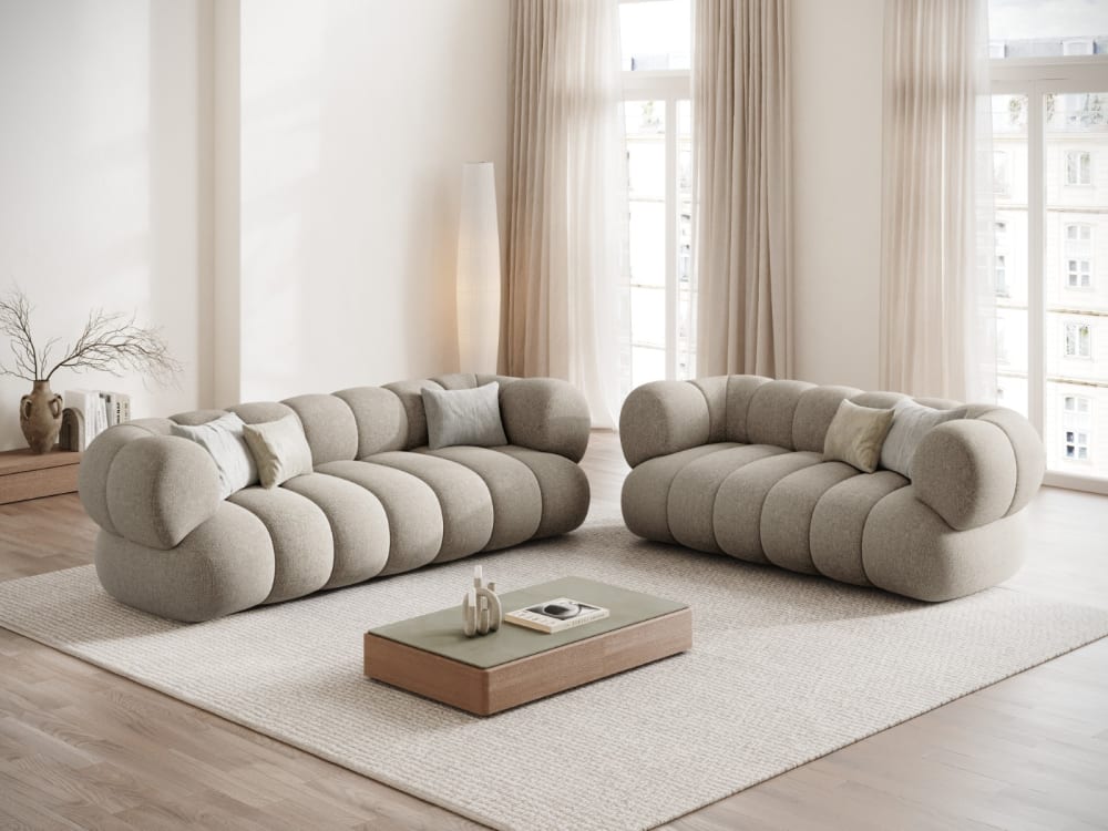 Canapé 2 places en chenille beige foncé