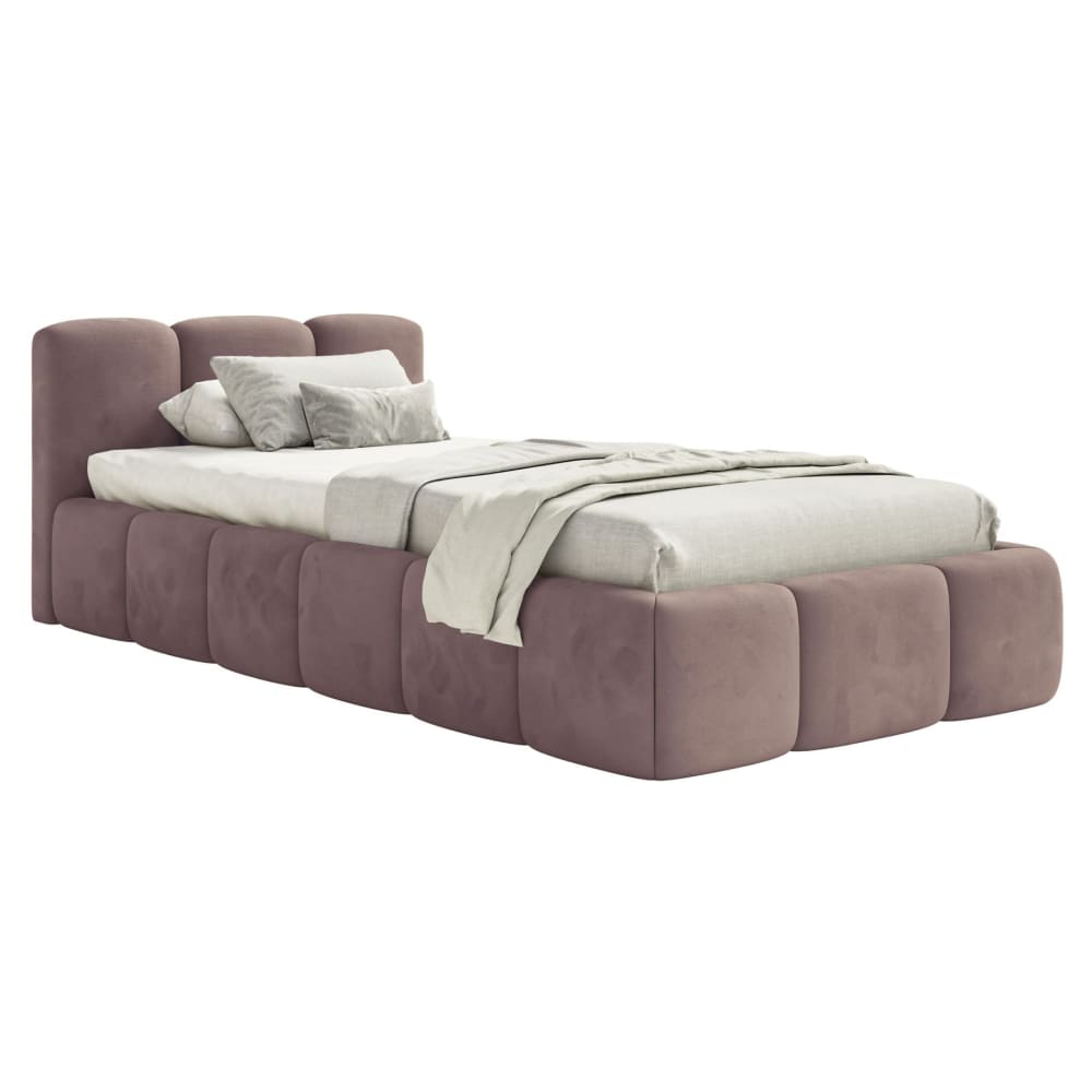 Lit rembourré 90x200 - velours rose