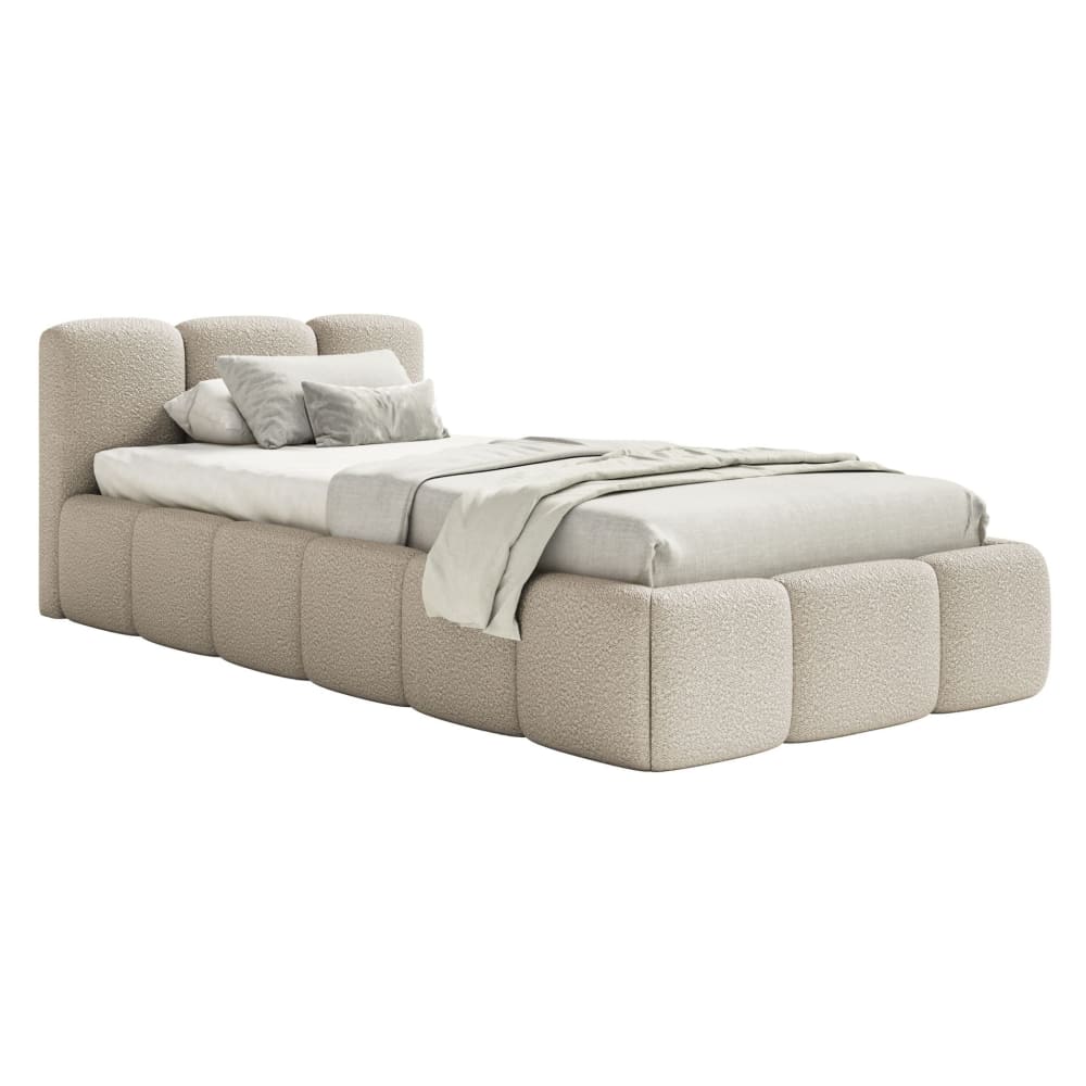 Lit rembourré 90x200, - beige