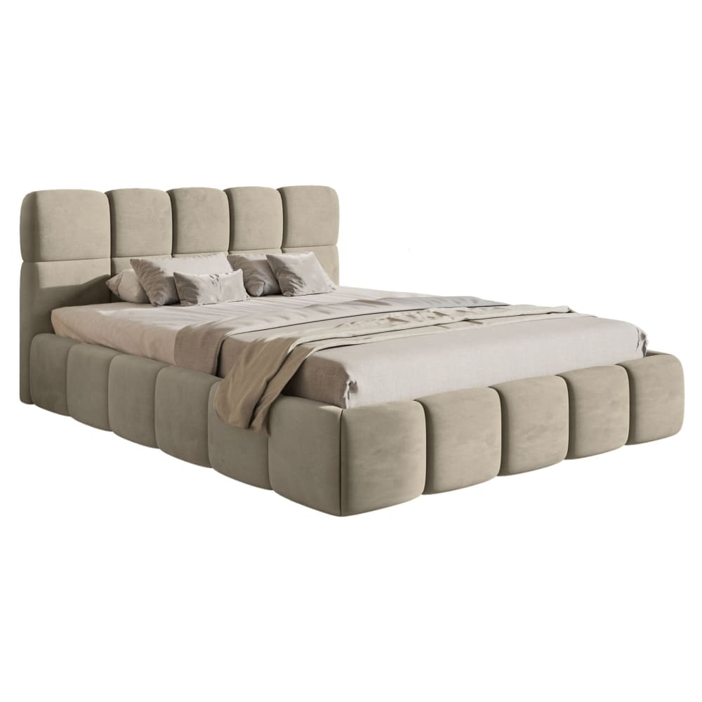 Lit rembourré 120x200, - beige gris