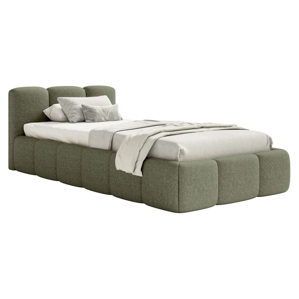 Lit rembourré 90x200 - vert olive