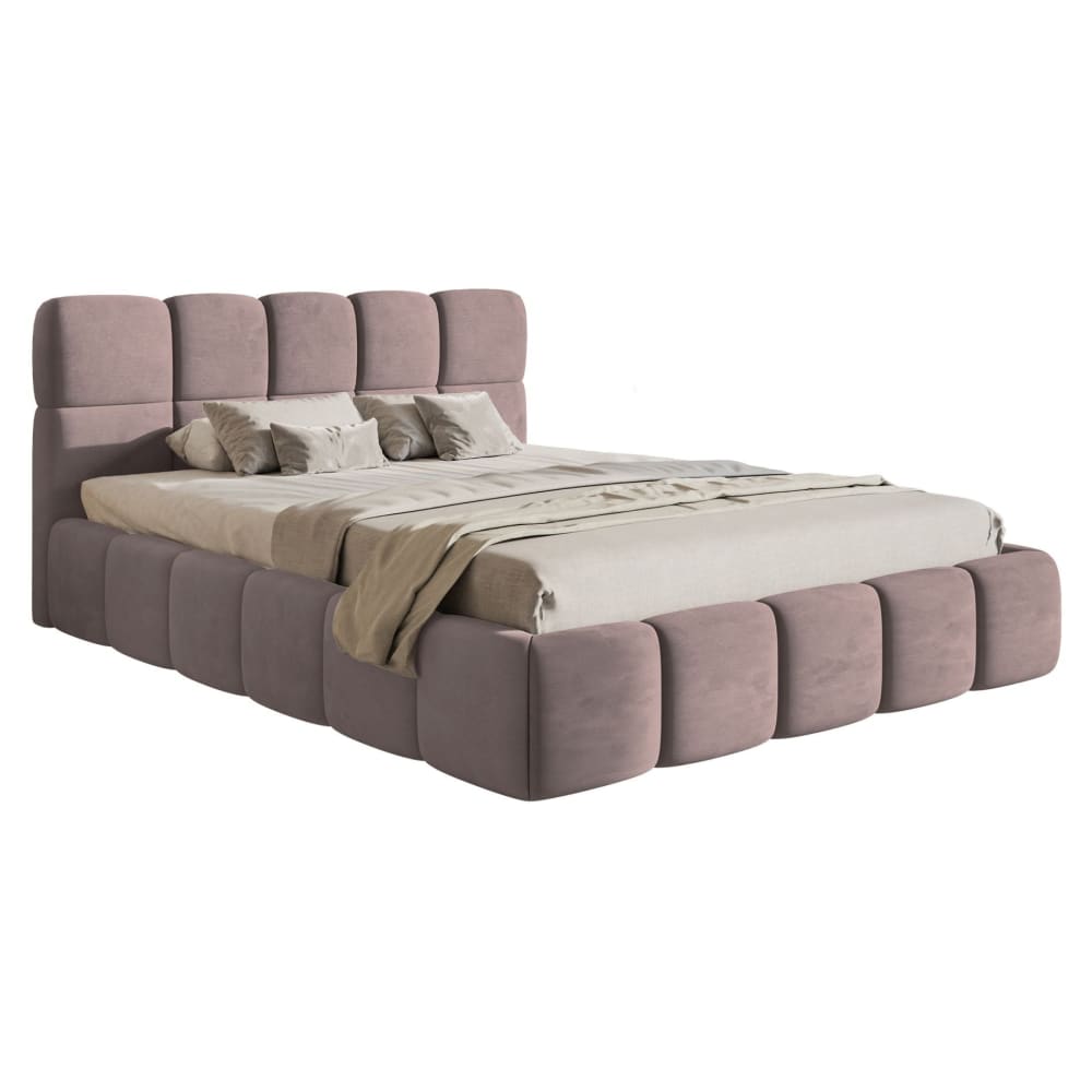 Lit rembourré 120x200, - velours rose