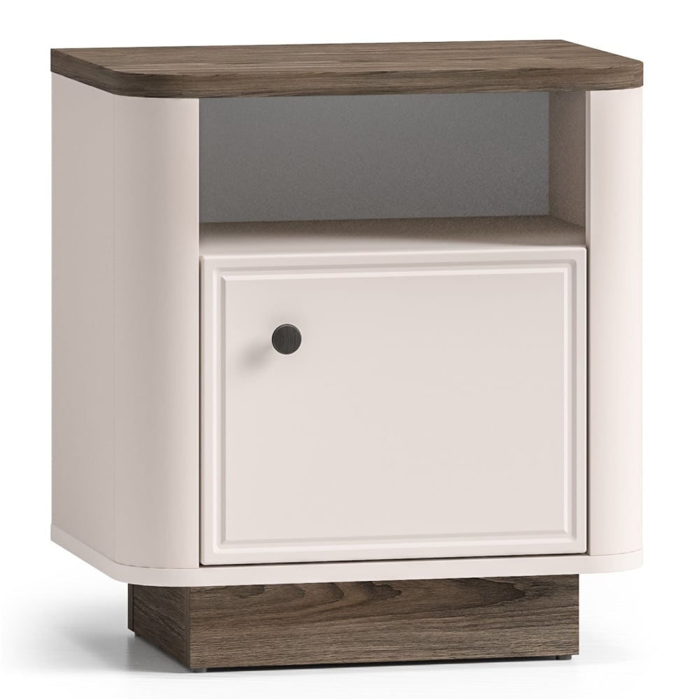 Selsey Nachttisch mit offenem Fach, Kaschmir/Eicheoptik Dunkel, 50 cm style modern Taupe Spanplatte