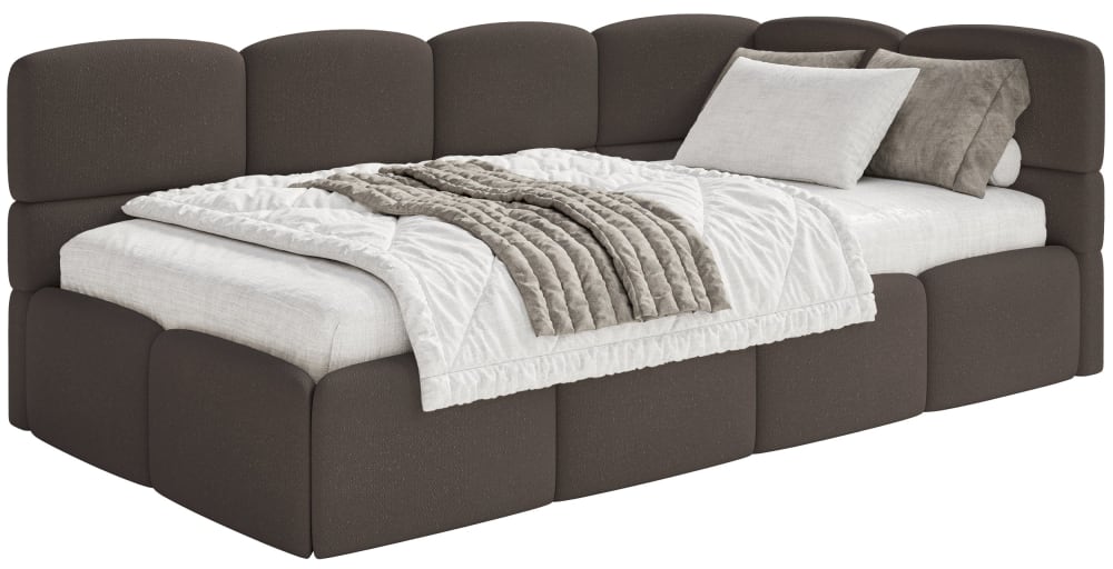 Lit ado 120 cm, chenille, droite, brun