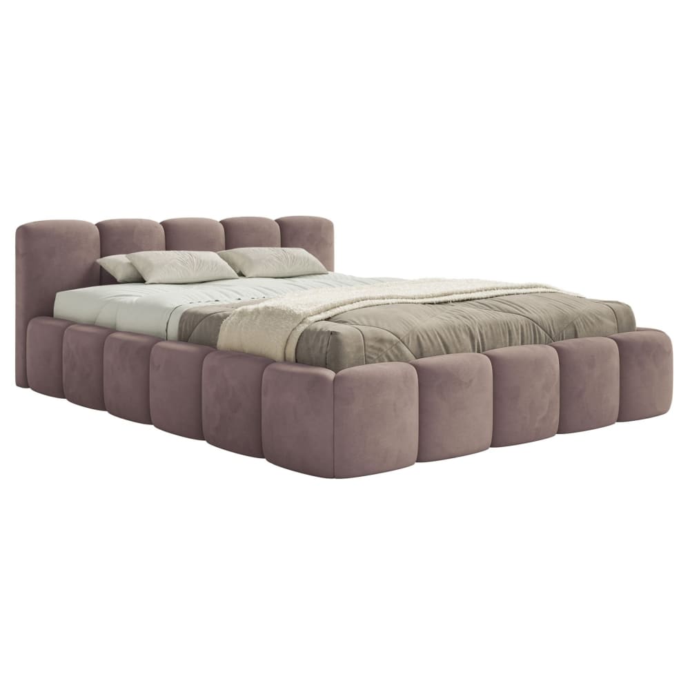 Lit rembourré 120x200, - velours rose